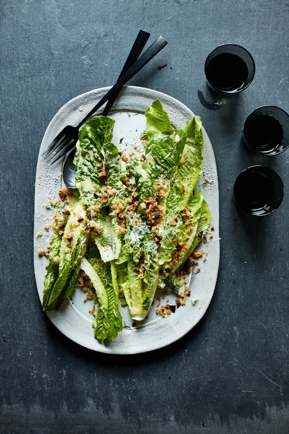 Romaine Salad With Rye Crisps and Lemon-Pecorino Vinaigrette