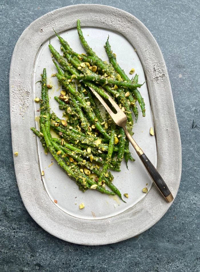 Easy Green Beans Recipe With Pistachio Mint Pesto