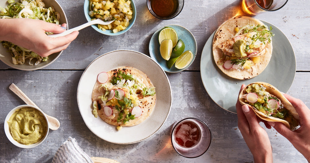 Fish Tacos With Pickled Cabbage & Pineapple Salsa