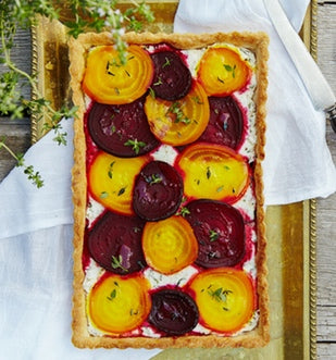 Beet Tart with Herbed Goat Cheese