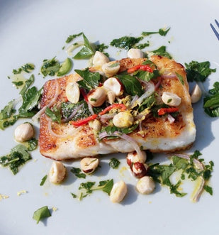 Seared Fluke with Parsley & Hazelnuts