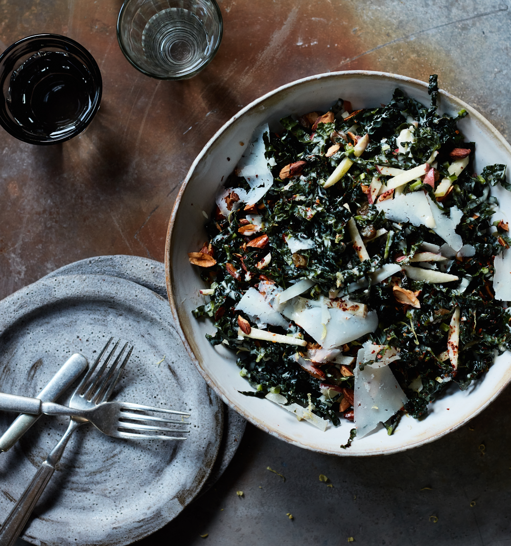 TUSCAN KALE SALAD WITH LEMON-TAHINI DRESSING