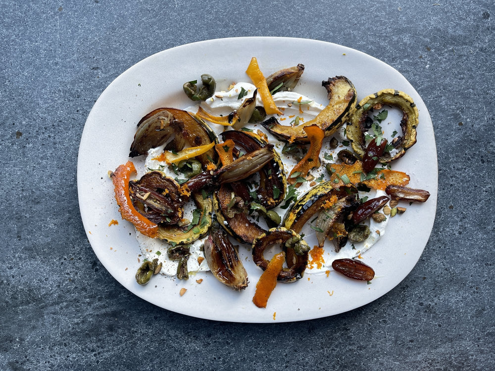 Roasted Squash With Dates, Olives, and Oranges