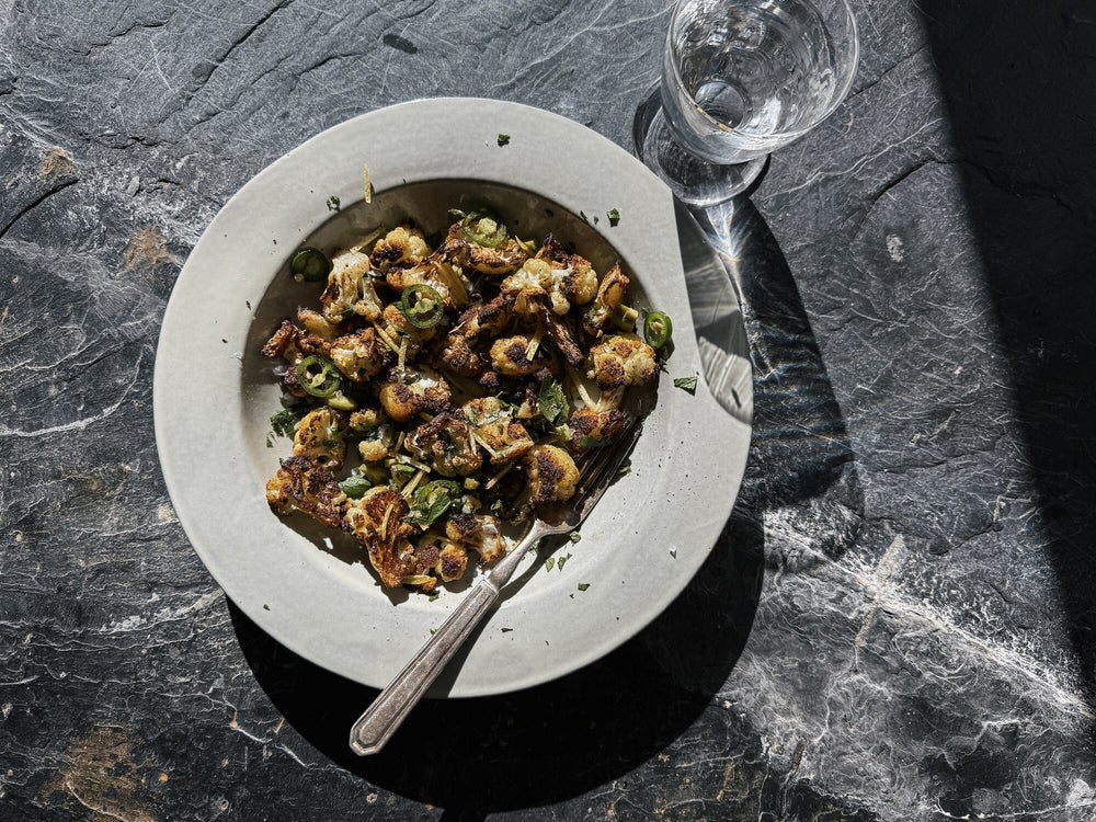 Roasted Cauliflower With Lemon Zest, Parsley, Capers, and Jalapeńo