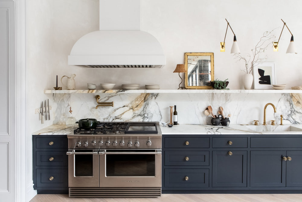 How Athena Calderone Created Her 20' Marble Floating Kitchen Shelf