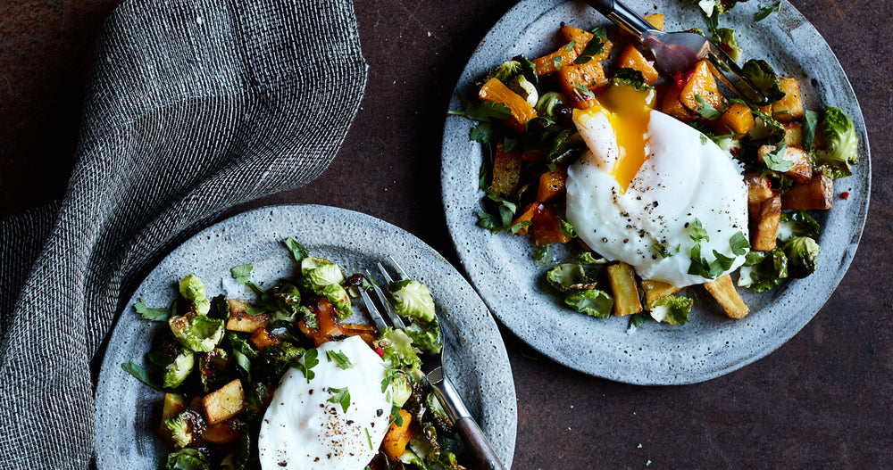 Roasted Pumpkin & Sprouts with Poached Eggs