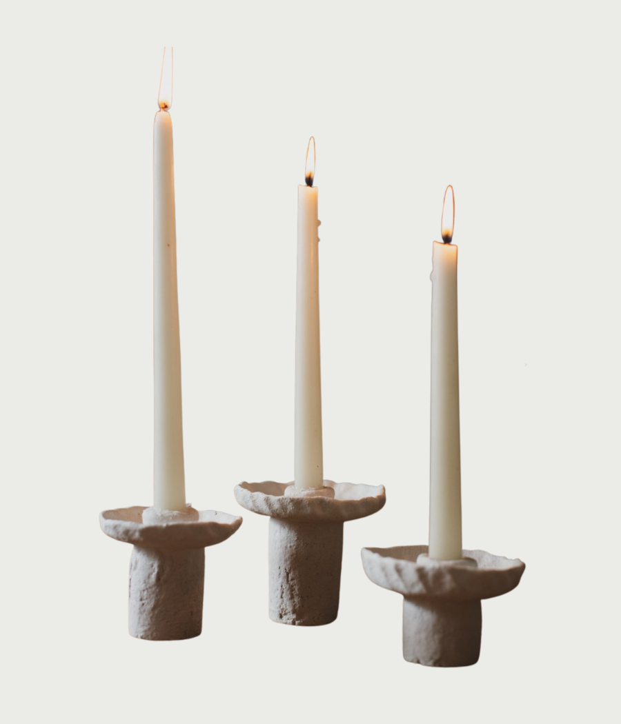 Medium Ceramic Candle Holder White images